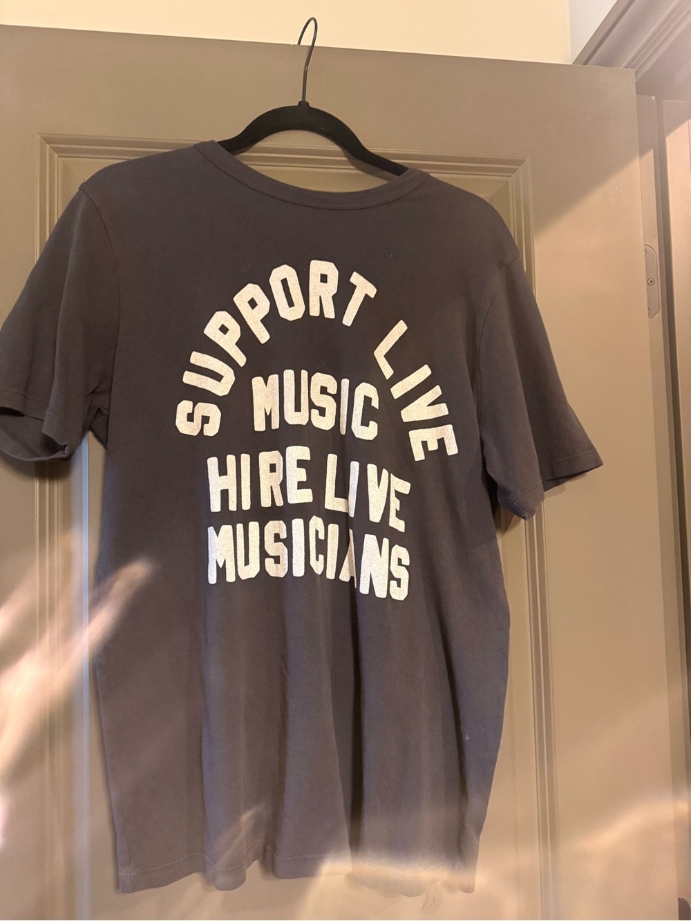 imogene + willie charcoal gray 'Support Live Music' short sleeve tee